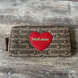 NWOT! Juicy Couture Coated Canvas Logo & Heart Long Wallet
